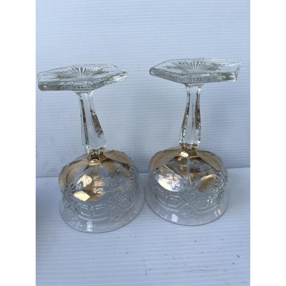 2 Pink Glow Vintage Uranium Etched Depression Glass Goblets - Picture 9 of 12